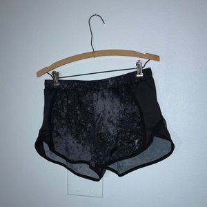 Gray and black exercise shorts